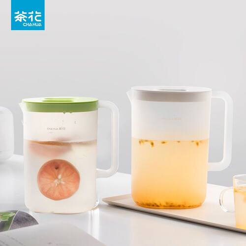 茶花优乐凉水壶 L冷水壶大容量家用白色简约茶壶带盖冷水杯果汁壶