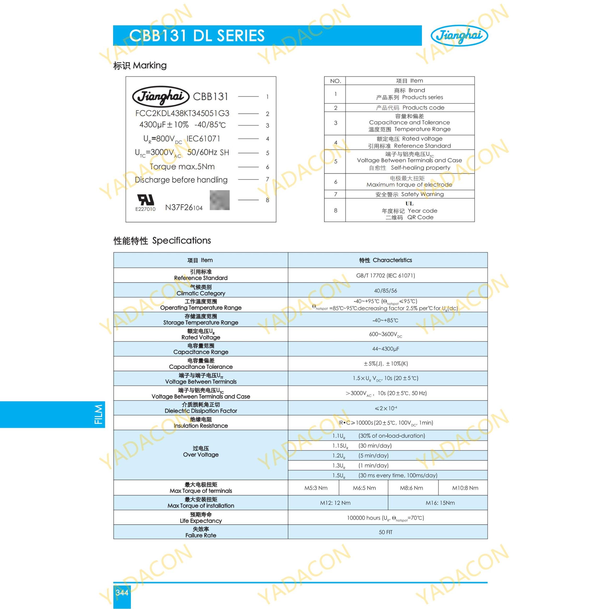 江海 JIANGHAI CBB131 薄膜电容器 1100V500uF 86*154 155 法拉 - 实物图