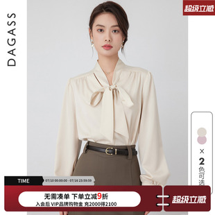 达佳诗香槟色蝴蝶结衬衫女教师面试穿搭正装气质上衣职场通勤衬衣