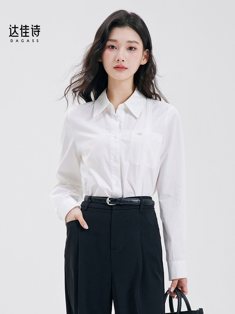 达佳诗白色衬衫女正式场合面试穿搭职业正装职场通勤上衣长袖衬衣