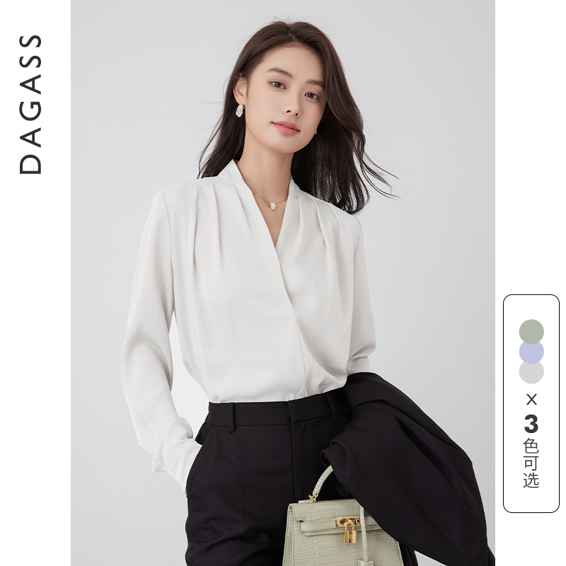 达佳诗通勤面试V领衬衫