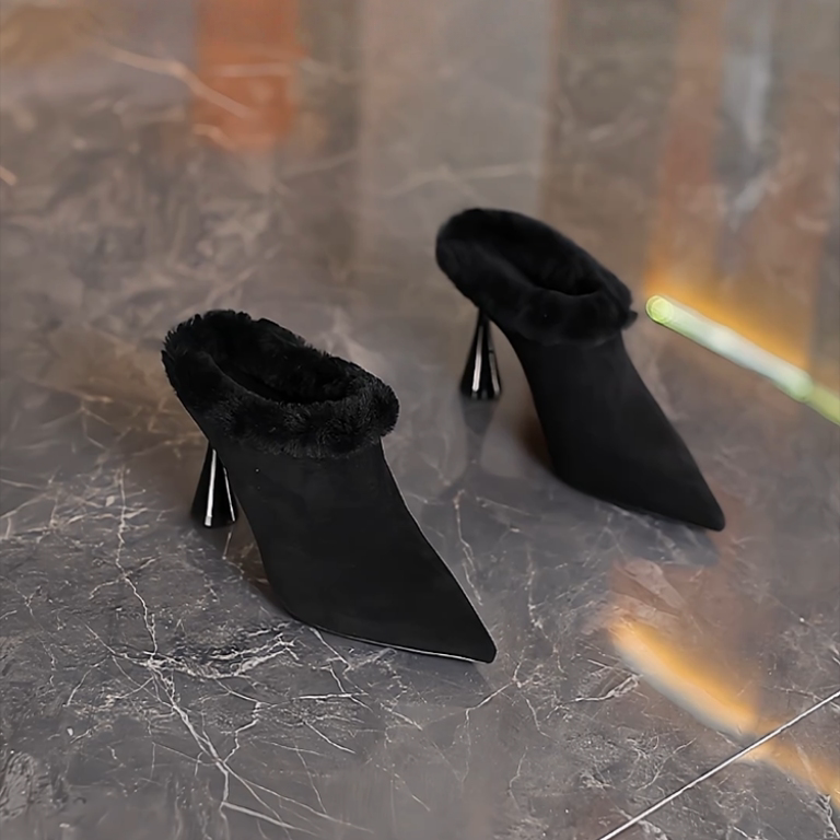 外穿加绒时装包头半拖鞋