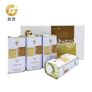 包邮 爱度亚麻籽油冷压榨一级 4桶 500ml 物理压榨胡麻油 食用油