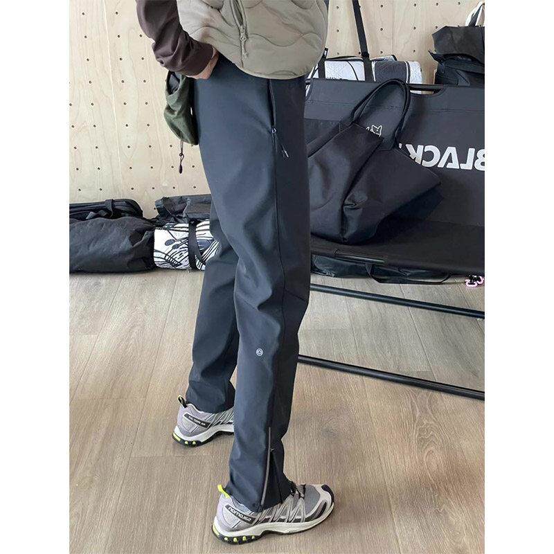 美式软壳灰白色冲锋裤女款修身机能工装裤防水防风运动户外登山裤 - 实物图