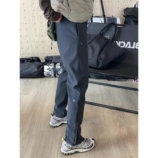 美式软壳灰白色冲锋裤女款修身机能工装裤防水防风运动户外登山裤