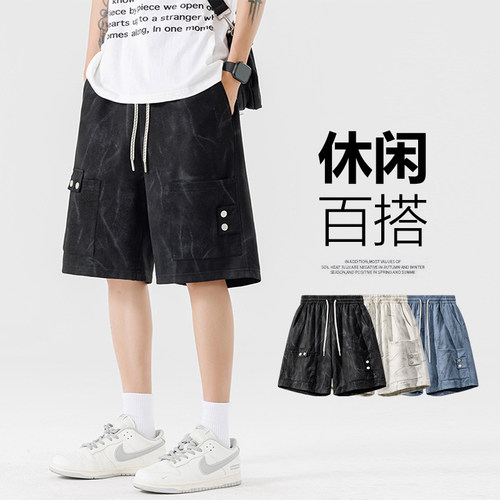 胖子男装加肥加大码宽松五分裤美式加肥加大胖子大口袋运动工装裤