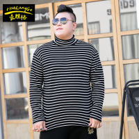 Fat men's clothing, overweight and plus-size long-sleeved high-neck T-shirt, oversized striped loose lapel T-shirt 5XL for fat guys thumbnail 4