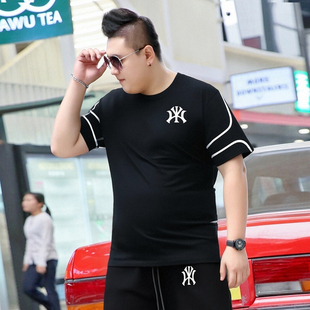 T恤圆领体恤肥佬纯棉打底衫 短袖 胖人衣服 加肥加大码 特体宽松男装