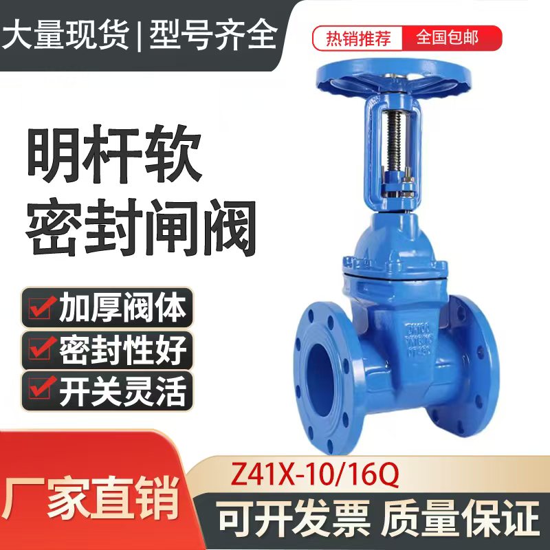 Z41X-10/16明杆弹性座封闸阀 软密封闸阀DN50 65 80 100 150 200图片