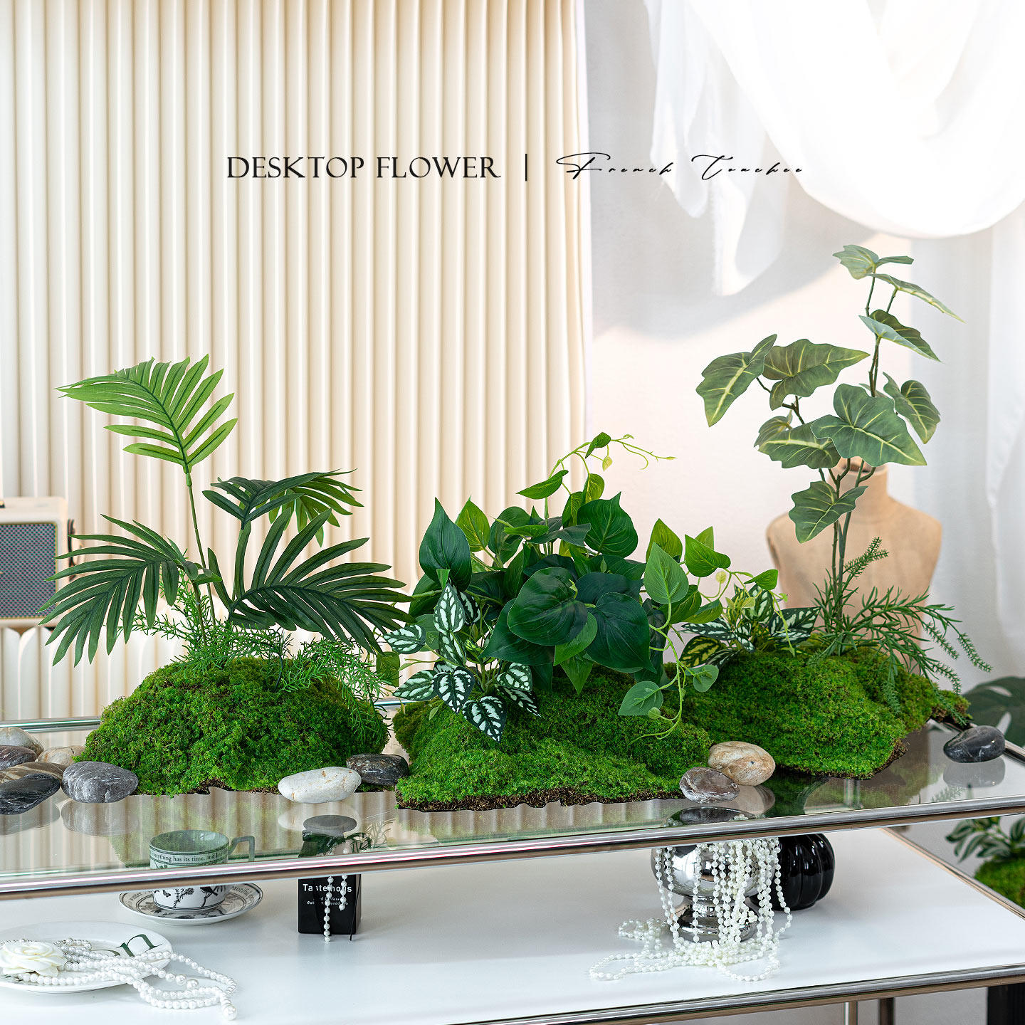 ins风苔藓仿真绿植桌面小型造景装饰展台绿植微景观草丛植物假花