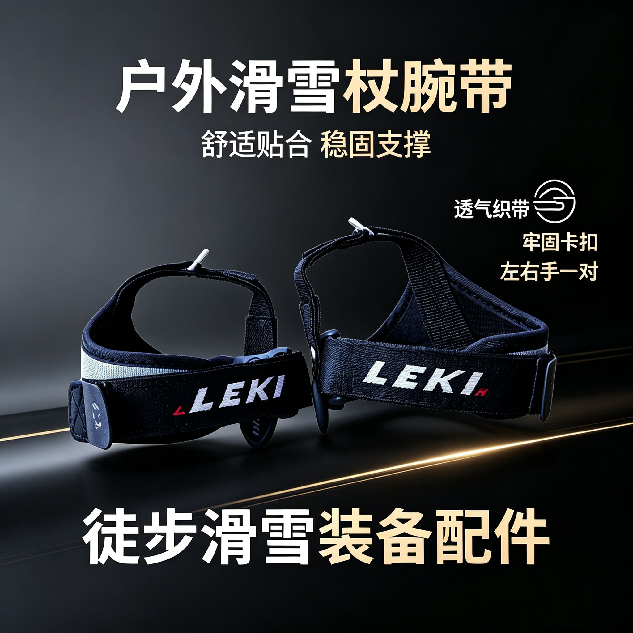 LEKI腕带卡扣通用款左右一对越野滑雪杆户外徒步登山仗配件装备