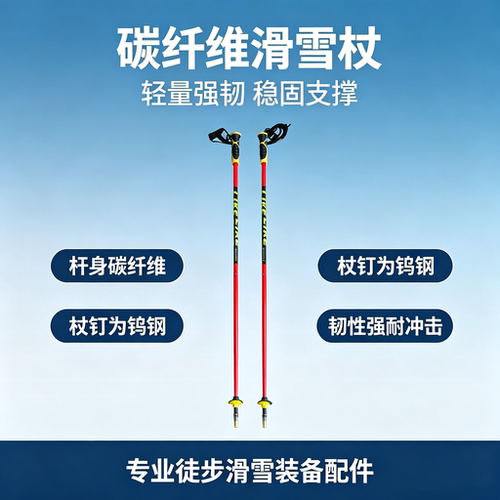 碳纤维滑雪杆红色16S长110CM
