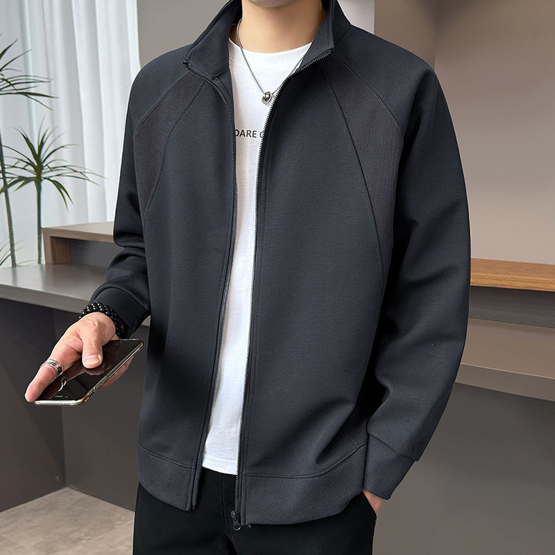 针织开 衫外套男款春秋季2026新款潮休闲 宽松男士立领夹克春装上图片