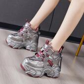 加绒棉鞋 震地王内增高老爹鞋 女12cm显脚厚底运动百搭小个子休闲鞋