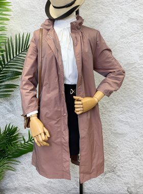 可路莎春秋新款上新时尚气质双色A摆中长款风衣外套女C201110