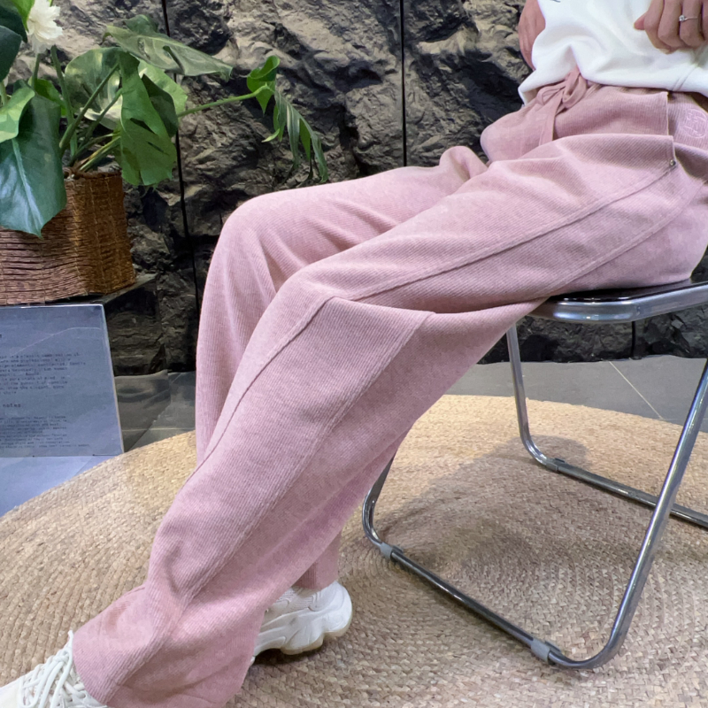 加厚直筒裤可路莎香蕉抽绳腰长裤