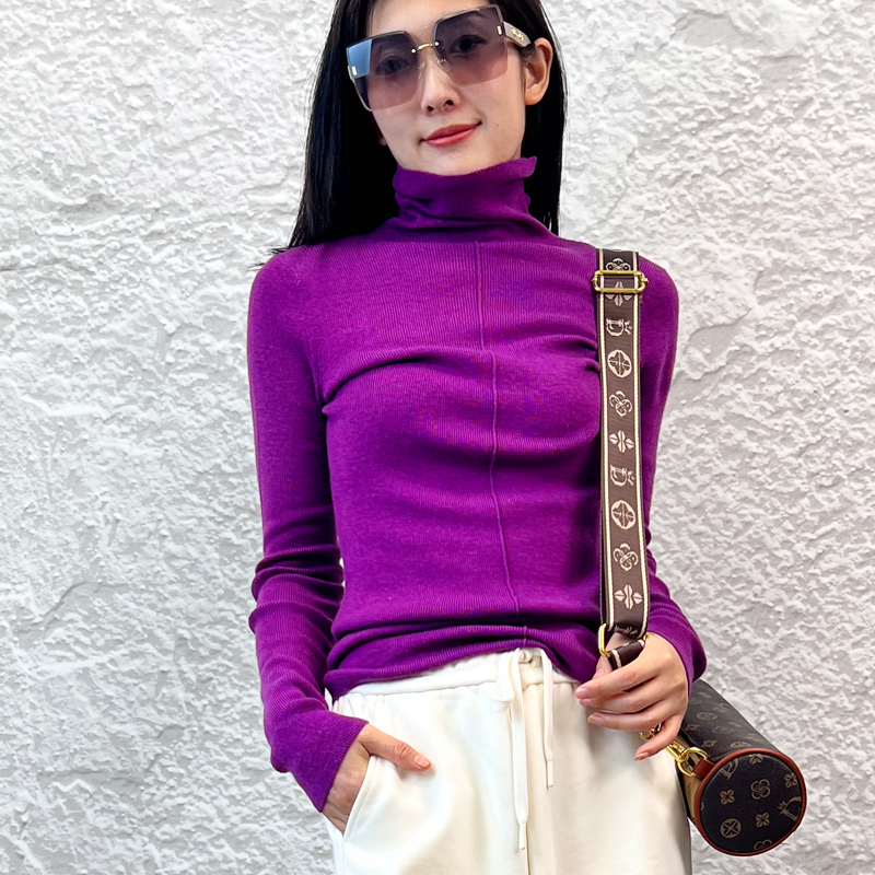 秋冬对对领修身针织打底衫内搭