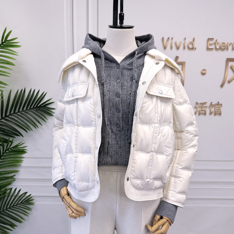 可路莎247787拼接针织短羽绒服