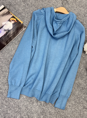 艺素晓44001秋冬百搭连帽针织衫女宽松休闲套头卫衣