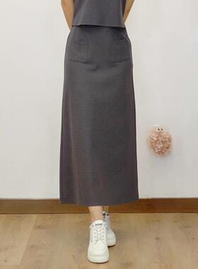 可路莎专柜252620B夏季休闲针织半身裙女工装风直筒H型半裙