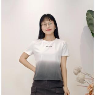 可路莎专柜252429夏季休闲百搭吊染短袖基础款绣花T恤