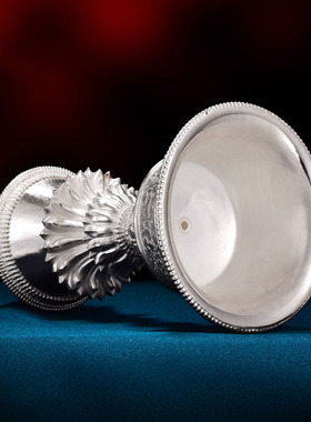 藏式S999纯银酥油灯供具密宗供佛灯纯手工酥油灯8cm藏式民族风