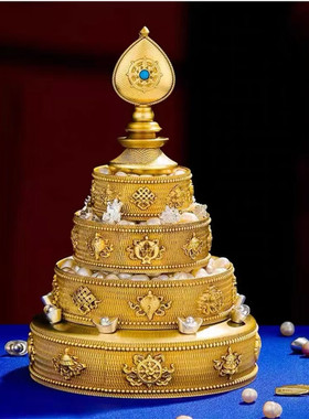 学院款纯铜曼扎盘升级款珠边八吉祥家用供奉摆件供修盘曼茶盘10cm