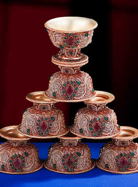 紫铜掐丝尼泊尔藏传密宗供水杯