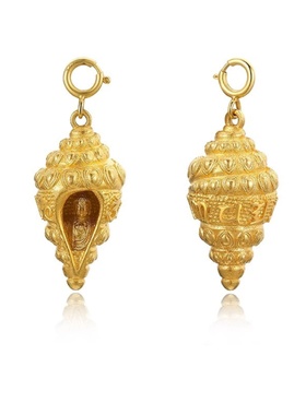 18k黄足金海螺吊坠金吉祥海螺佛龛海螺吊坠卡扣珠串星月菩提配饰