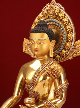 藏式纯铜七寸释迦牟尼像佛供奉摆件精品全身1尺家用装物尼泊尔民