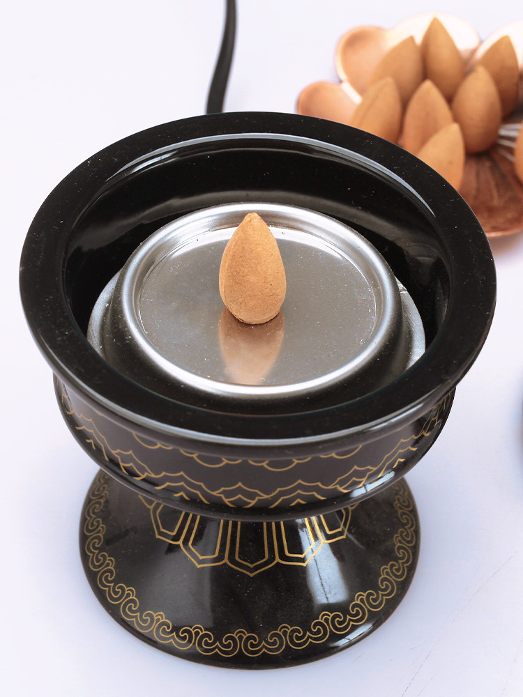 藏式陶瓷电子熏香炉烟供炉施食煨桑火供塔型定时断电香薰插电家用