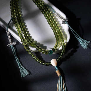 藏式琉璃佛珠手链文玩配饰老琉璃编绳项链手串饰品念珠直径8毫米