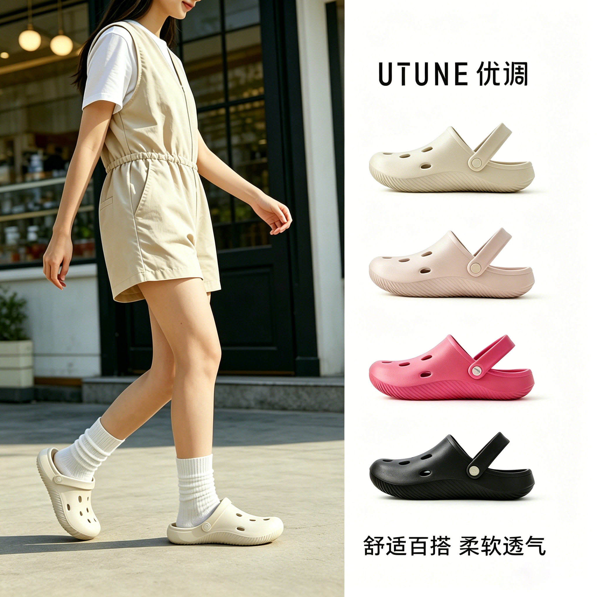 优调2026新款洞洞鞋女外穿厚底eva防滑防臭沙滩增高凉拖鞋夏季男