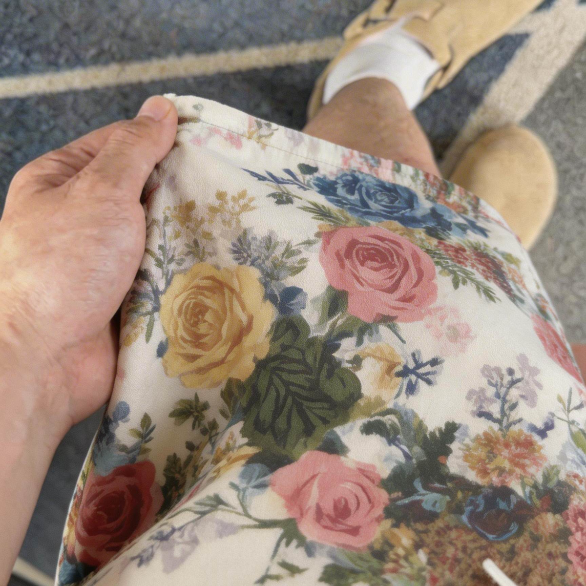 新款夏季玫瑰花卉短裤男女同款5分沙滩裤时尚百搭休闲五分裤短裤