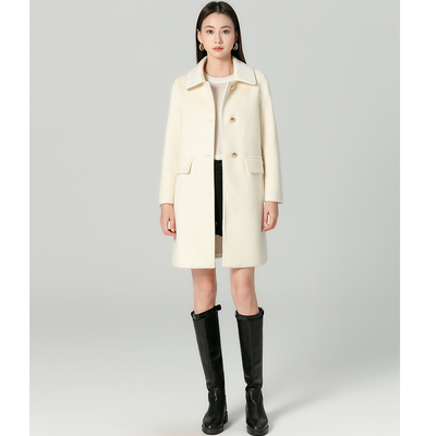 帛奥雅中长款单面羊毛呢子大衣女