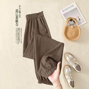 垂感束脚女士宽松灯笼休闲裤 冰丝棉麻夏季 中老年九分舒适遮肉时尚
