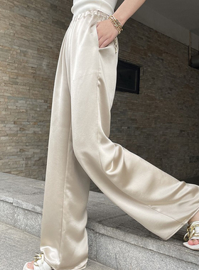 MASA 经典阔腿裤 重磅三醋酸显瘦显高空气裤立体剪裁光泽缎面长裤