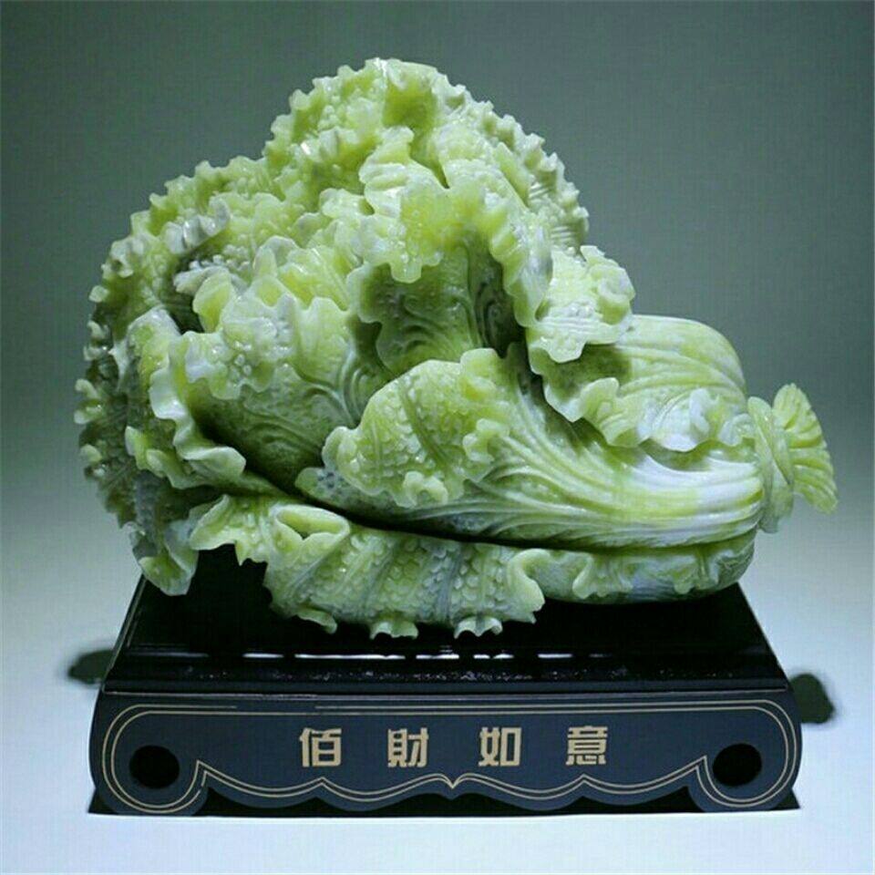 天然岫玉白菜摆件原石精工手工百财雕刻乔迁中式家居饰品乔迁礼品