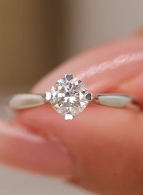 S925纯银莫桑石戒指【夏季挚爱】2克拉钻戒爱心四爪单钻求婚戒指