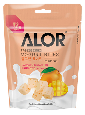 ALOR亚罗星马来西亚进口办公室网红零食休闲冻干芒果酸奶块30g/袋