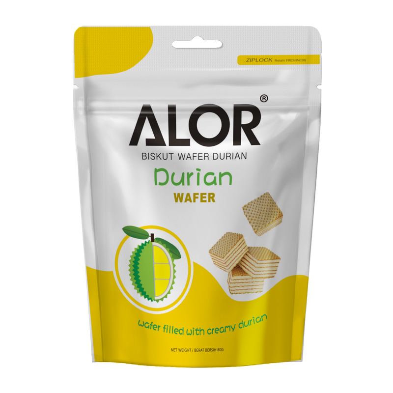 亚罗星ALOR马来西亚进口威化饼干办公室零食榴莲威化饼干80g/包