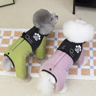 宠物冬季加厚保暖四腿棉衣背开扣