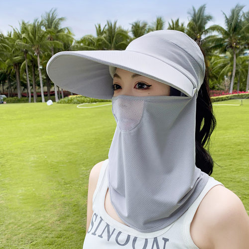 一体护颈防晒帽大帽檐面罩空顶