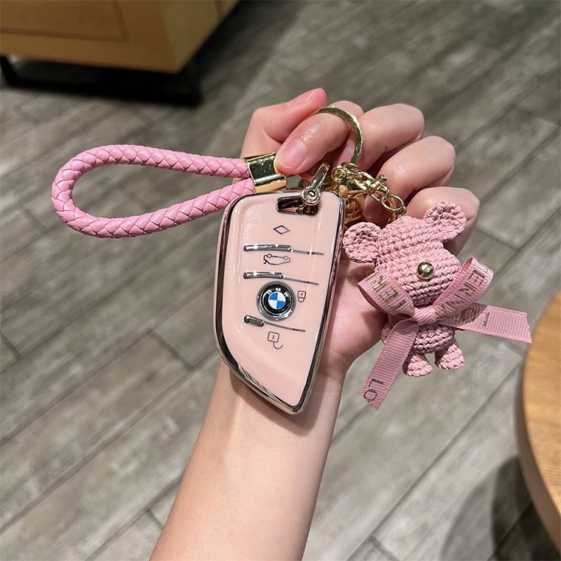 适用宝马5系525钥匙套530li X1/3/4/5车3系325卡通可爱壳扣女22款