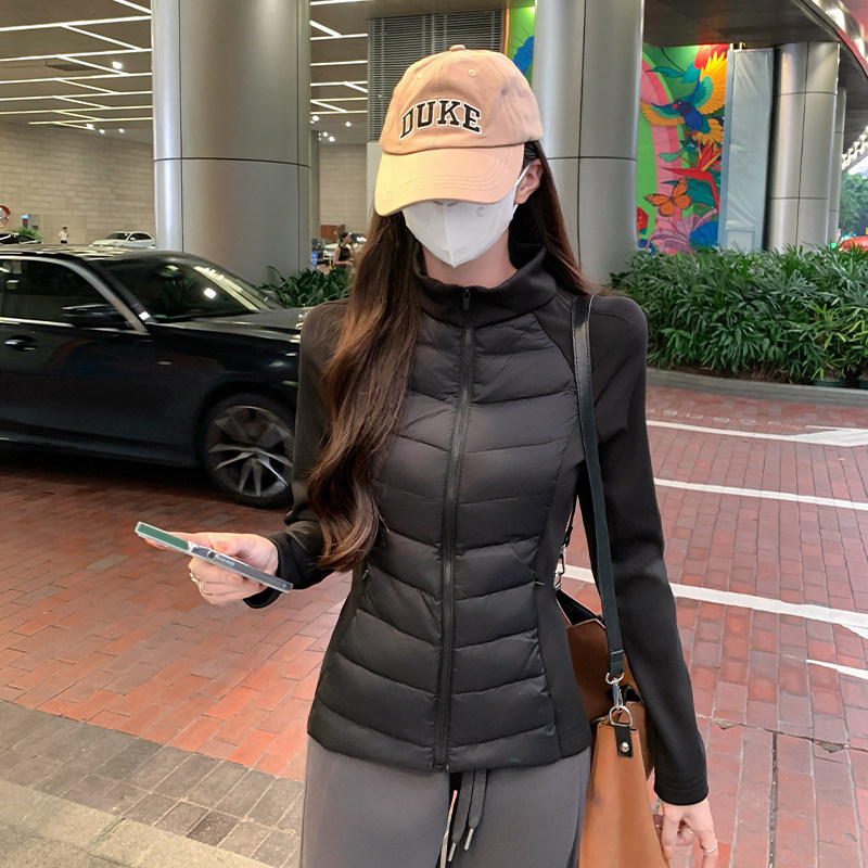 黑色轻薄羽绒服外套女秋冬季2024新款修身保暖内胆小个子短款上衣