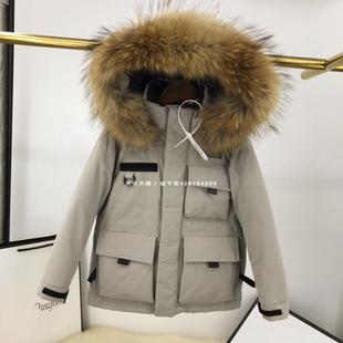 FM童装男女童工装羽绒服冬大毛领90白鹅绒加厚保暖派克中长款外套