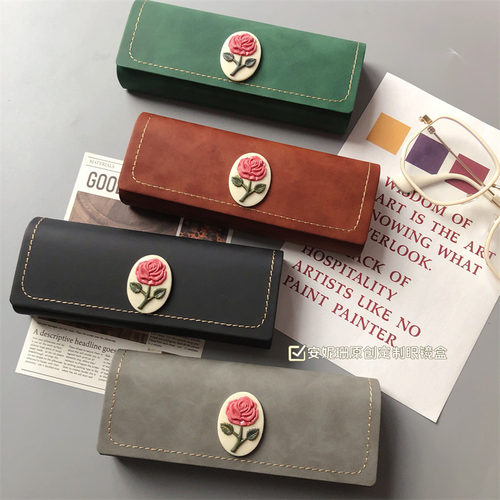 玫瑰轻奢文艺复古清新通用眼镜盒