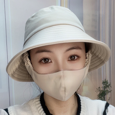 新款防晒遮阳帽口罩一体夏季透气遮脸防尘紫外线户外采茶太阳帽女