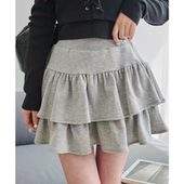 日单 半身裙蛋糕裙 纯色 减龄款 木耳花瓣边短款