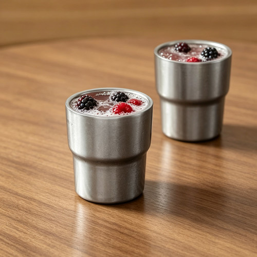 复古304不锈钢便携可叠放水杯